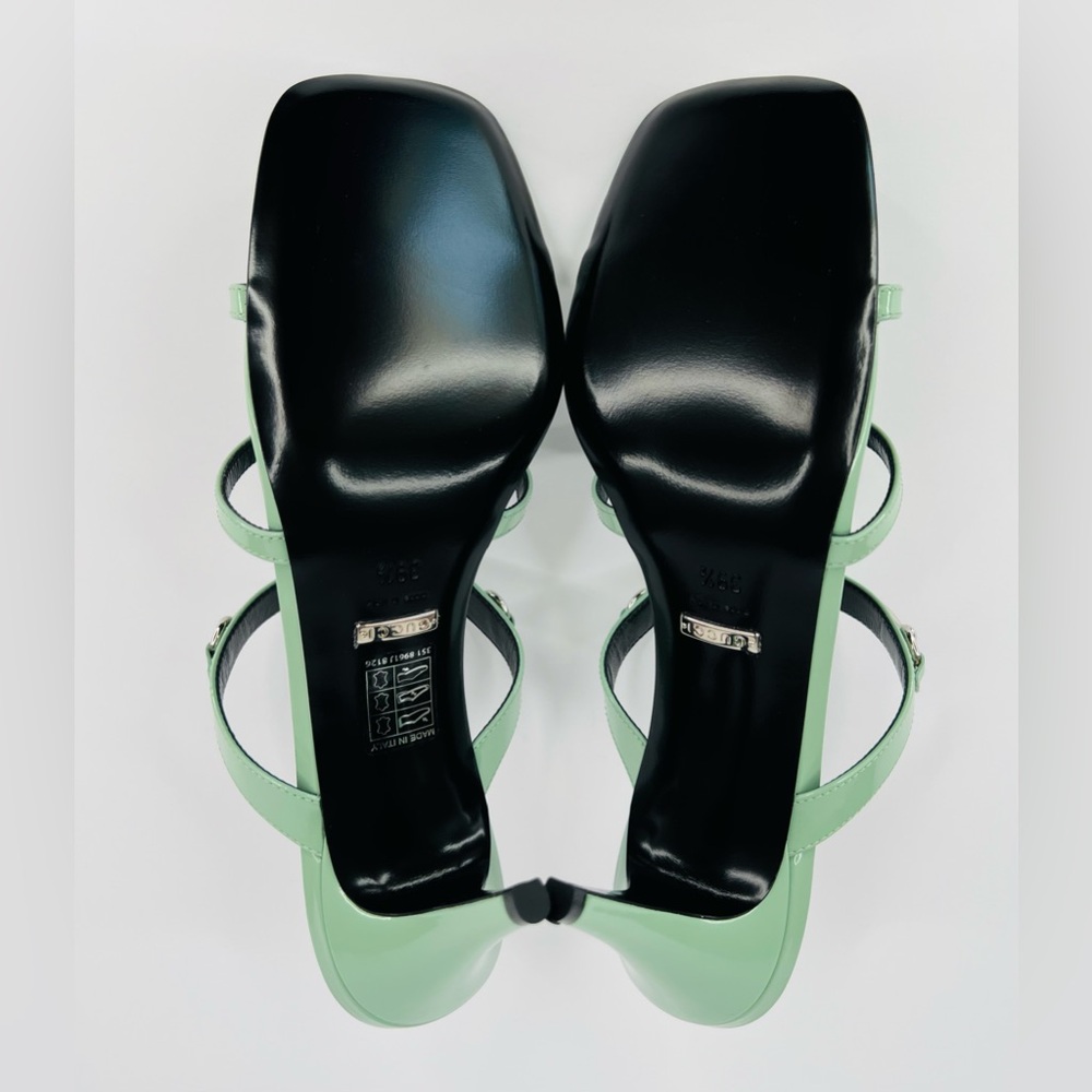 Gucci Pacific Green Glossy Leather Horsebit Heel Mule Sandals Size EU 39.5 - Picture 8 of 11